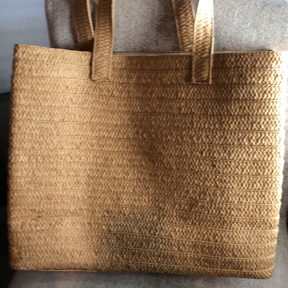 NWT B2B LA Straw Tote Social Distancing w/ pearl lettering beach bag - Picture 8 of 10
